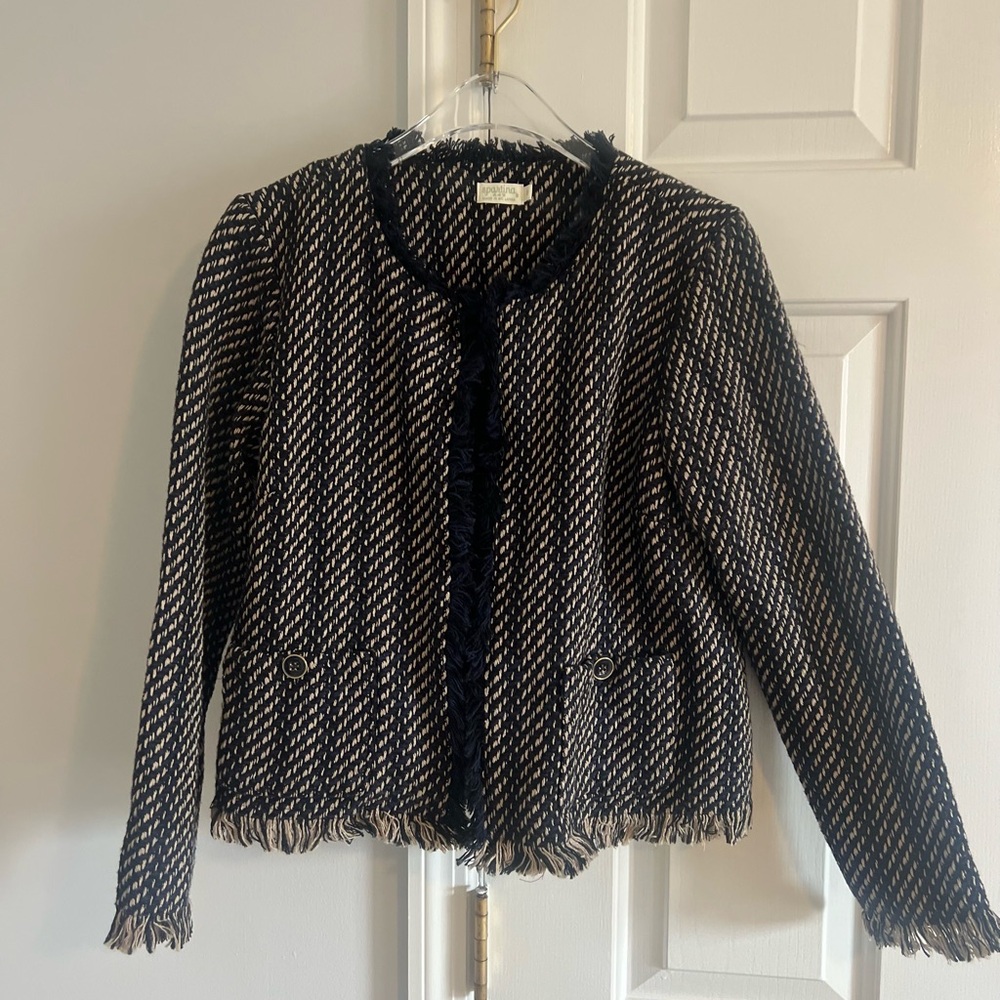 Spartina 449 Navy and Cream Tweed Lettie Blazer